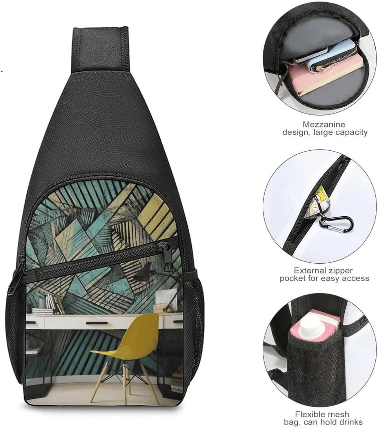 Crossbody Bag for Women Men Sling Bag Small Hound Pattern Chest Bag Crossbody Adjustable Shoulder Bag