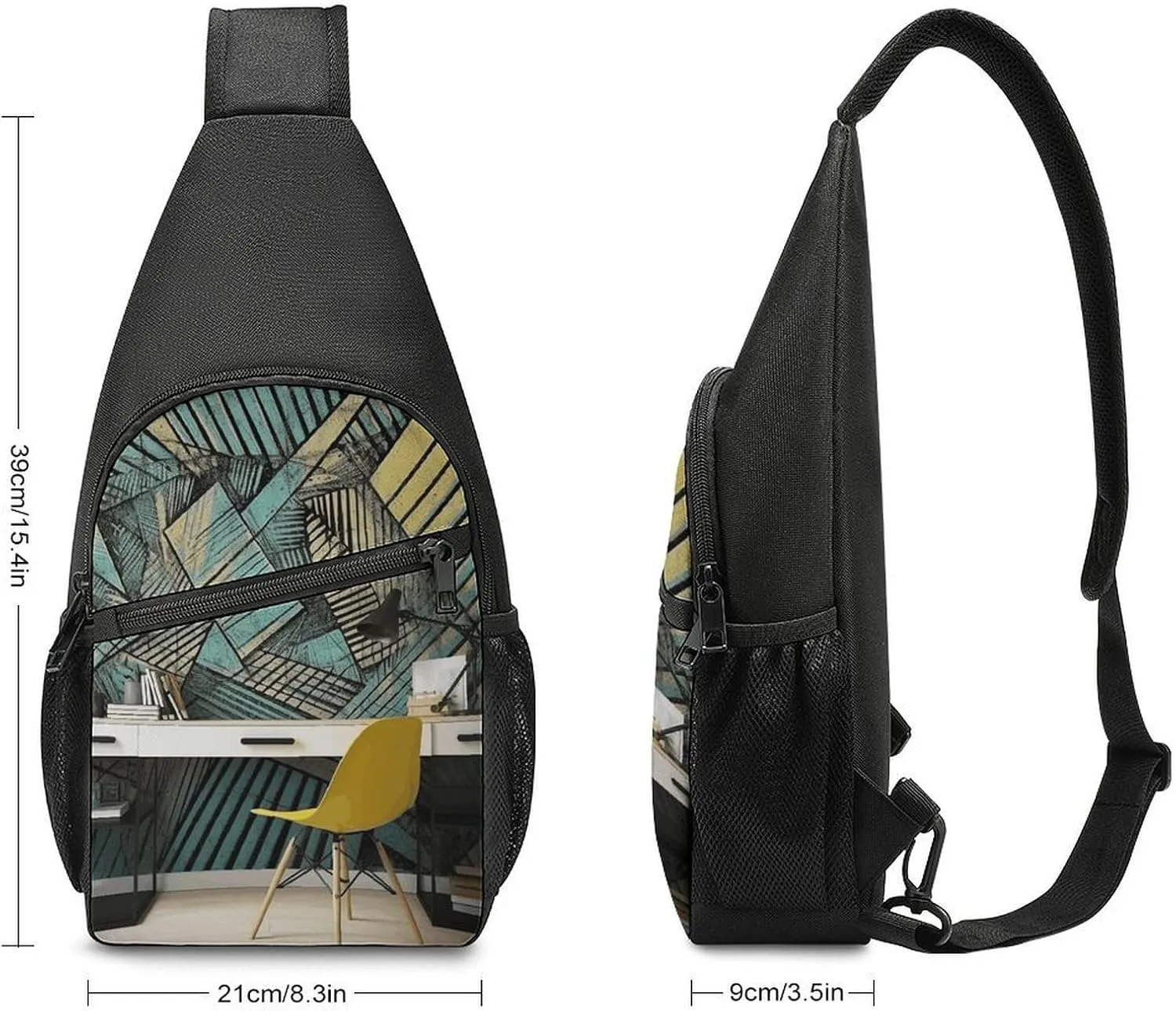 Crossbody Bag for Women Men Sling Bag Small Hound Pattern Chest Bag Crossbody Adjustable Shoulder Bag