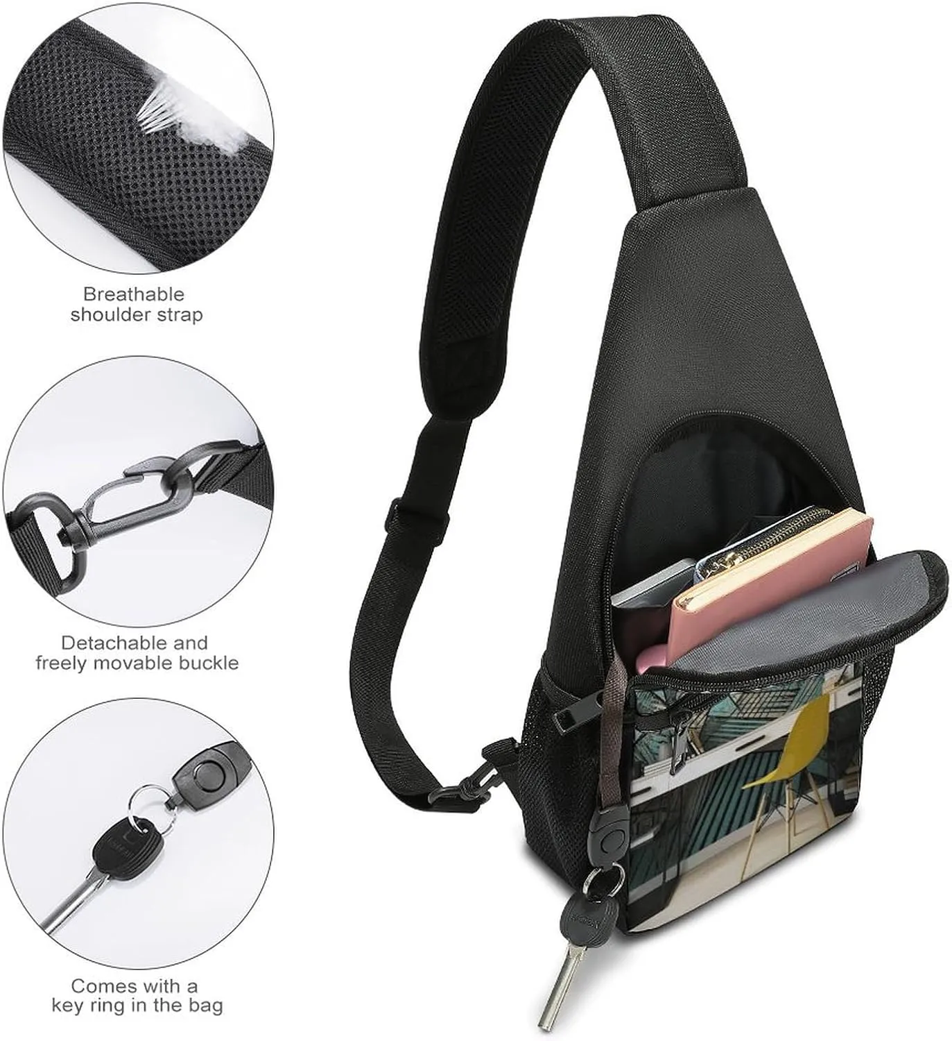 Crossbody Bag for Women Men Sling Bag Small Hound Pattern Chest Bag Crossbody Adjustable Shoulder Bag