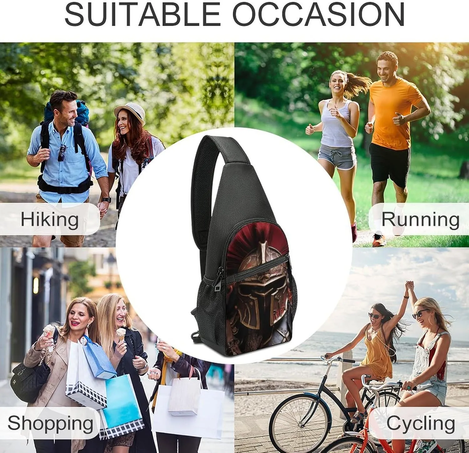 Crossbody Bag for Women Men Sling Bag Wild Elk Chest Bag Crossbody Adjustable Shoulder Bag