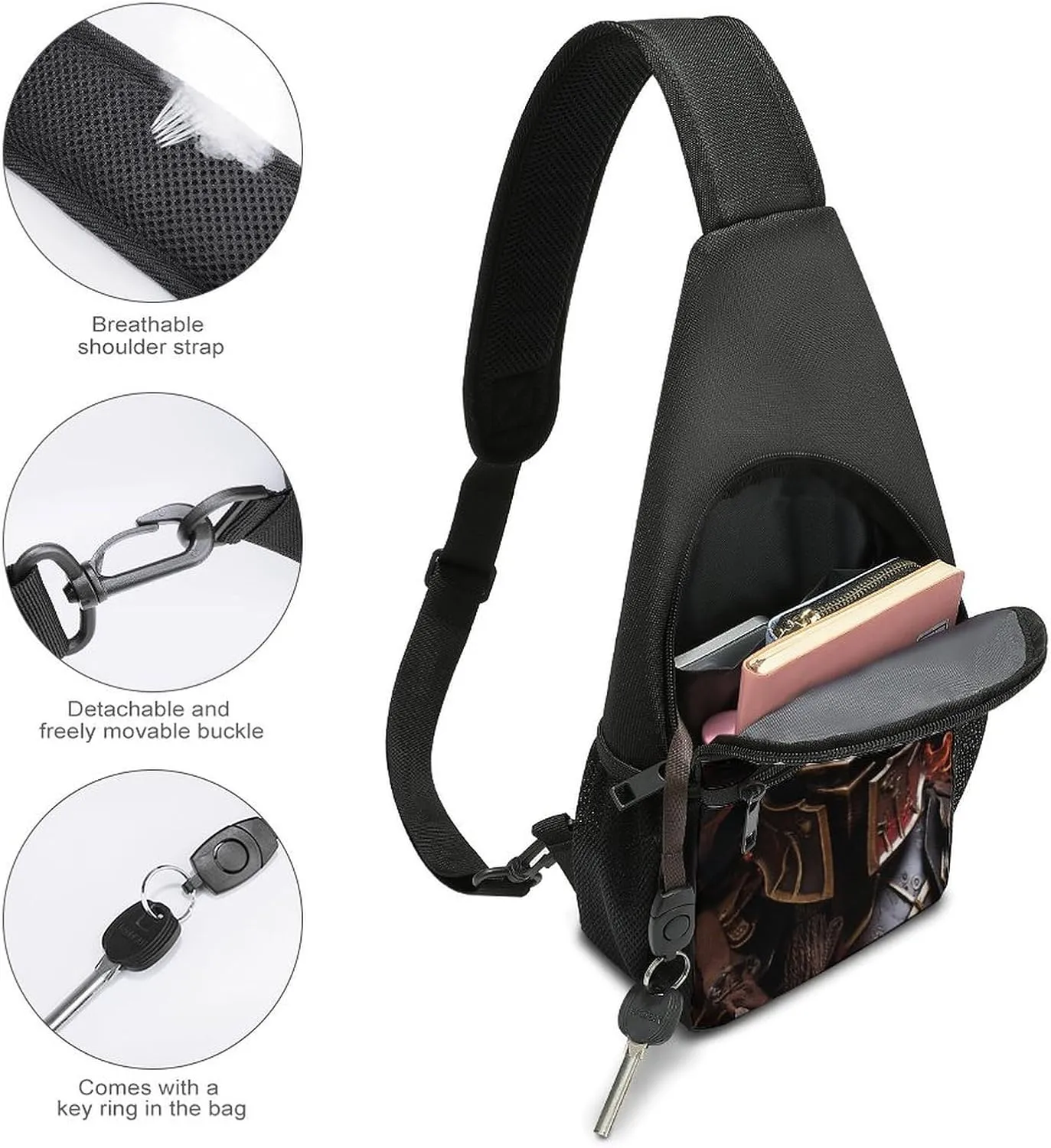 Crossbody Bag for Women Men Sling Bag Wild Elk Chest Bag Crossbody Adjustable Shoulder Bag