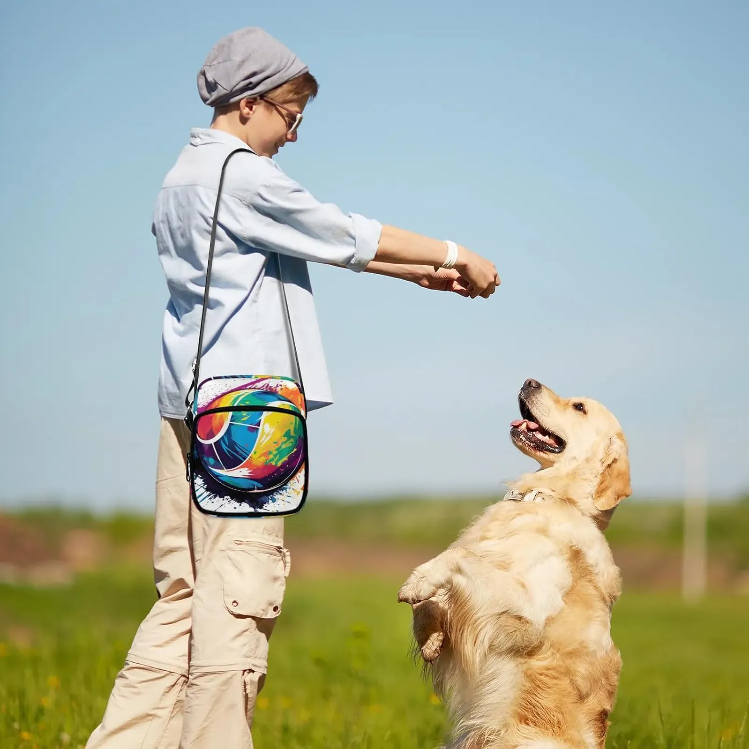 Crossbody Bag Small Sling Backpack Colorful Ball Shoulder Bags Chest Pack Cross Body Daypack Belt Purses for Travel Cycling Skating