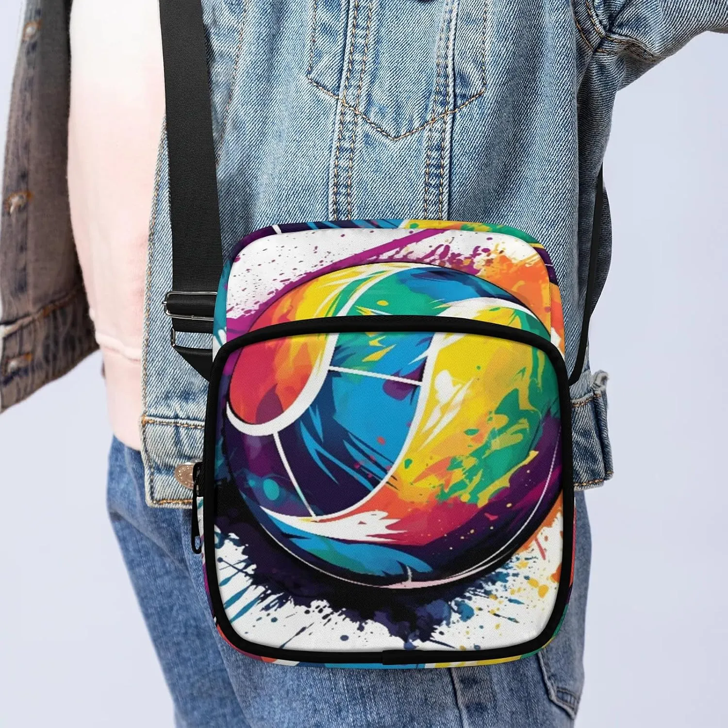 Crossbody Bag Small Sling Backpack Colorful Ball Shoulder Bags Chest Pack Cross Body Daypack Belt Purses for Travel Cycling Skating
