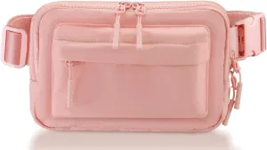 Crossbody Bags for Women & Fanny Pack for Men, Lightweight Adjustable Strap Belt Bag for Travel, Running, Hiking with Multiple Pockets, Pink