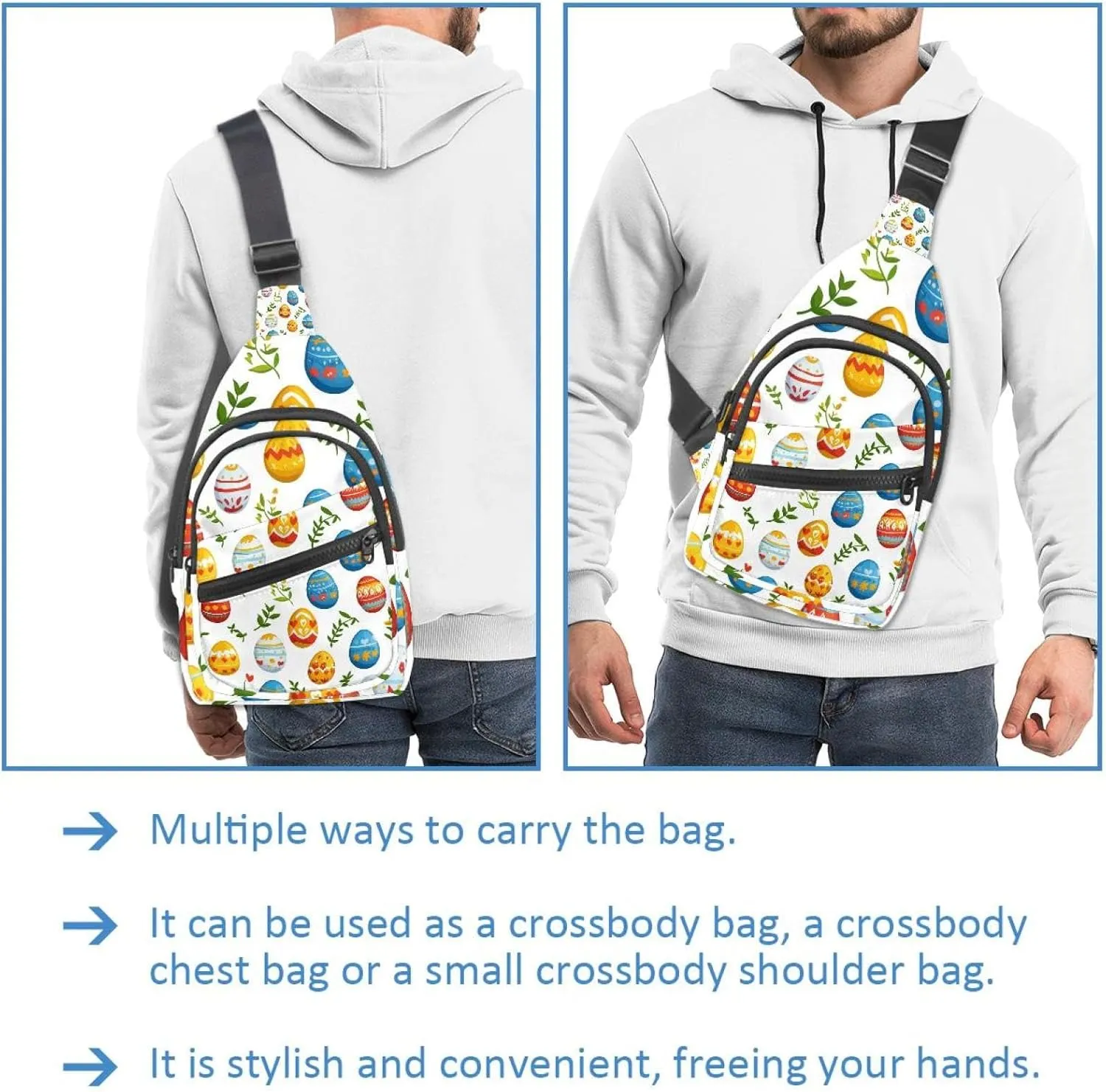 Crossbody Bags for Women Cross Body Bag for Woman Sling Bag Crossbody Bag Easter Painted Eggs Sling Backpack Travel