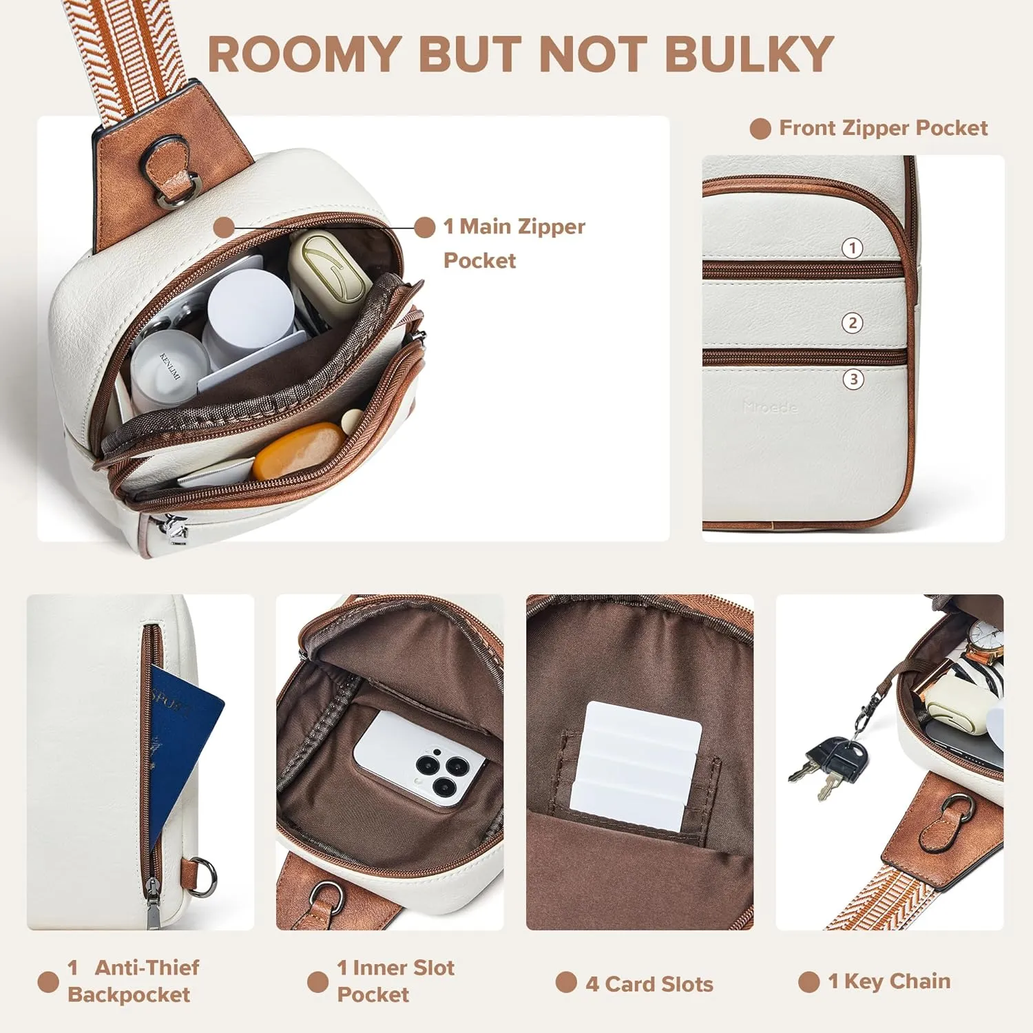 Crossbody Bags for Women Men Sling Bag 5 Pockets Fanny Pack Sling Backpack Chest Daypack Travel Purse Anti Theft