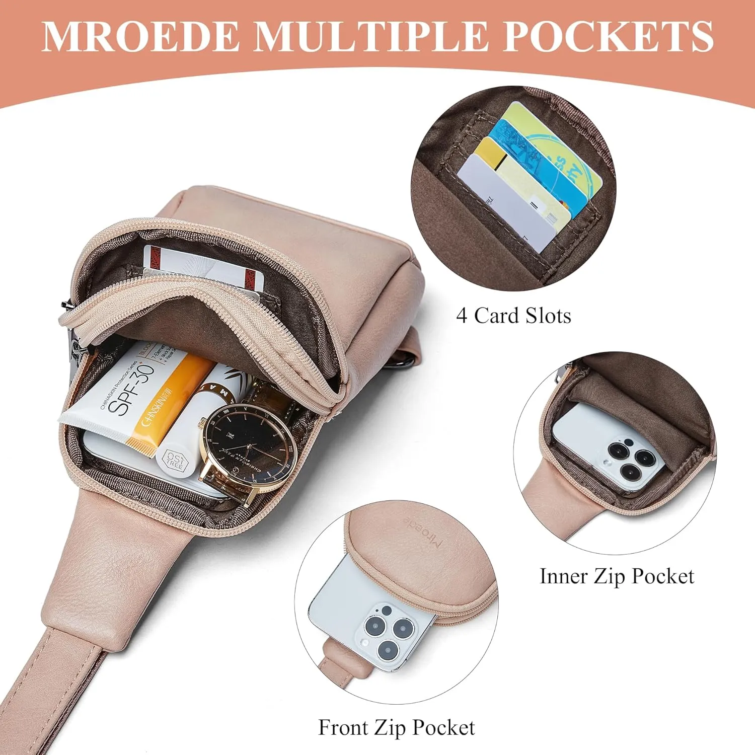 Crossbody Bags for Women Men Sling Bag 5 Pockets Fanny Pack Sling Backpack Chest Daypack Travel Purse Anti Theft