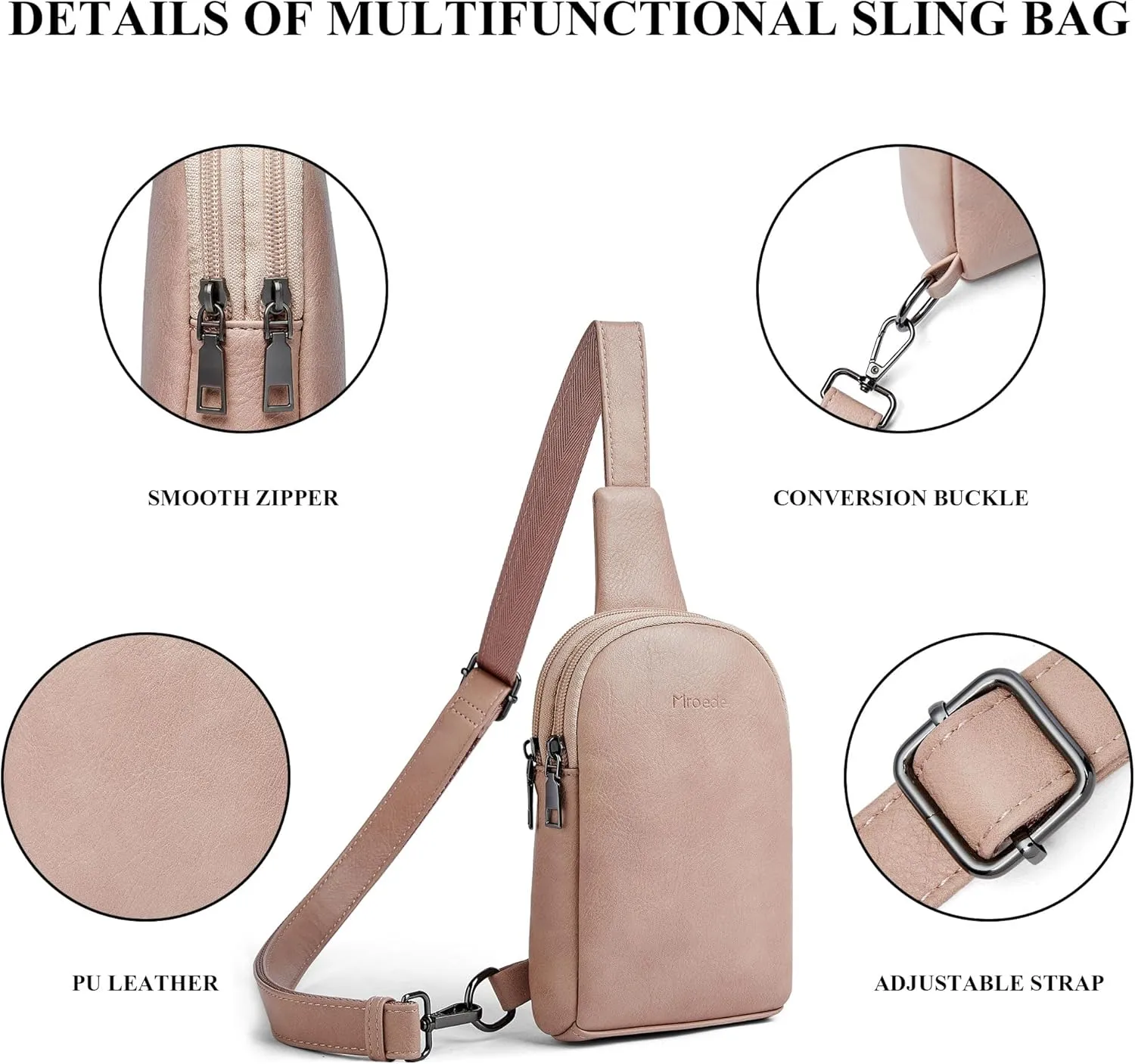 Crossbody Bags for Women Men Sling Bag 5 Pockets Fanny Pack Sling Backpack Chest Daypack Travel Purse Anti Theft