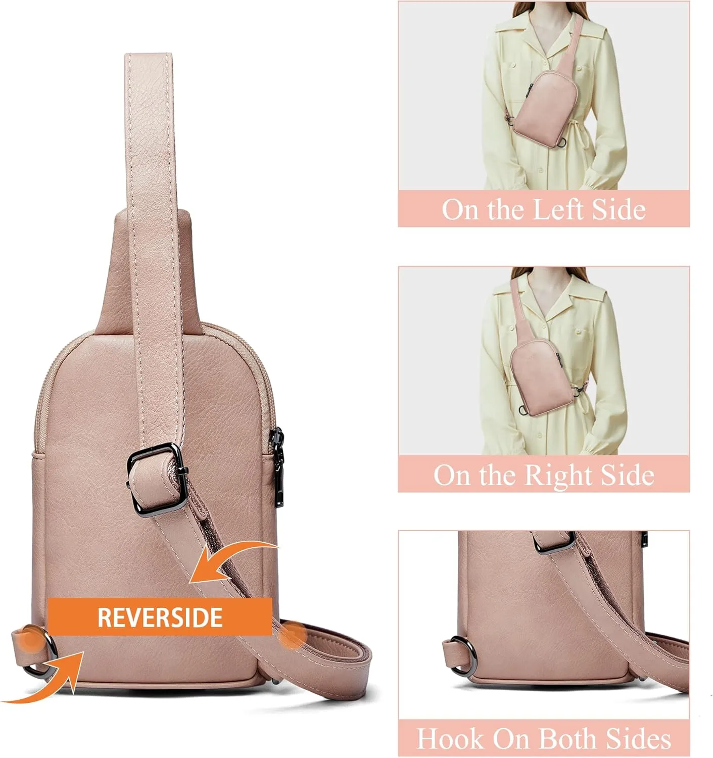 Crossbody Bags for Women Men Sling Bag 5 Pockets Fanny Pack Sling Backpack Chest Daypack Travel Purse Anti Theft