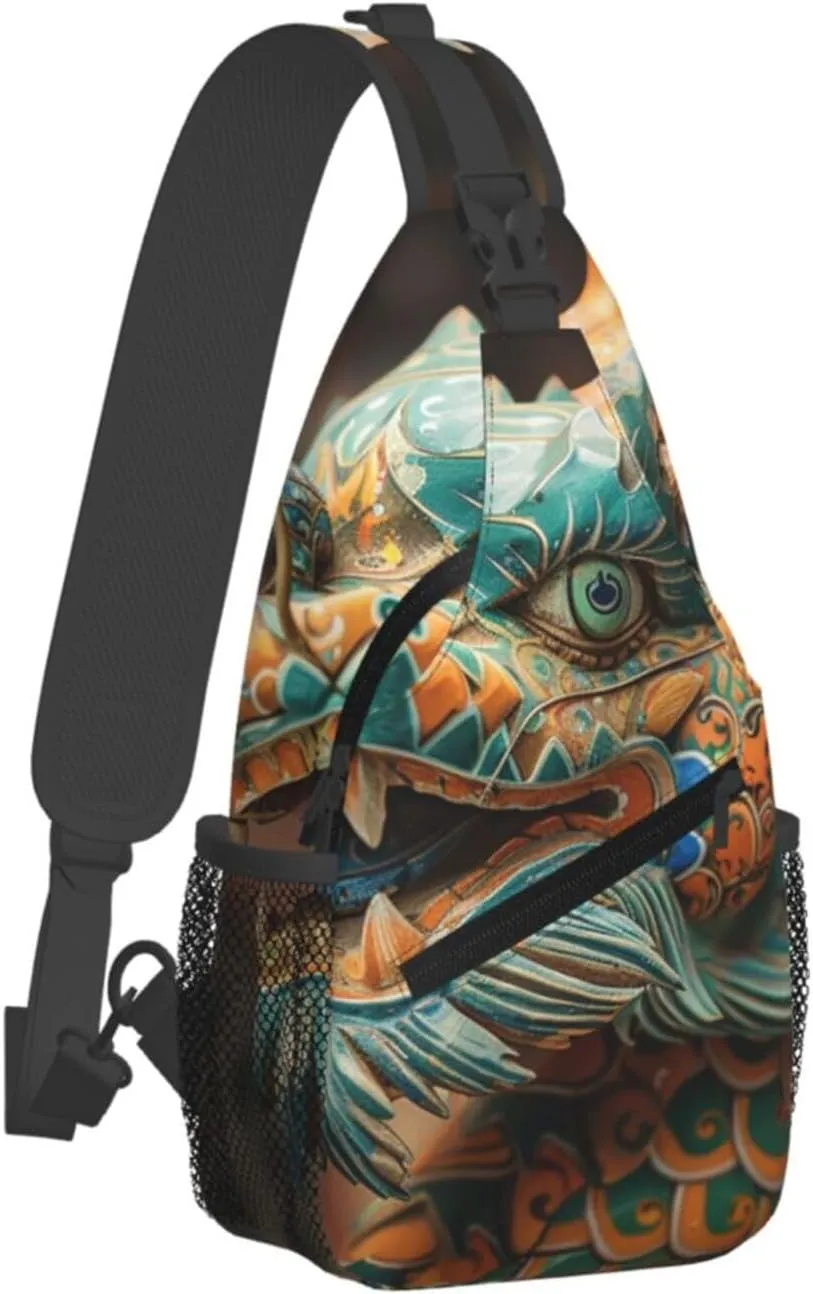 Crossbody Bags for Women Men Trendy Sling Bag Casual Chest Bag Ancient Chinese Dragon Shoulder Bag for Travel Sport