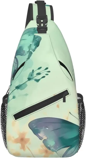 Crossbody Bags for Women Men Trendy Sling Bag Casual Chest Bag Silhouette of Green Vines Shoulder Bag for Travel Sport