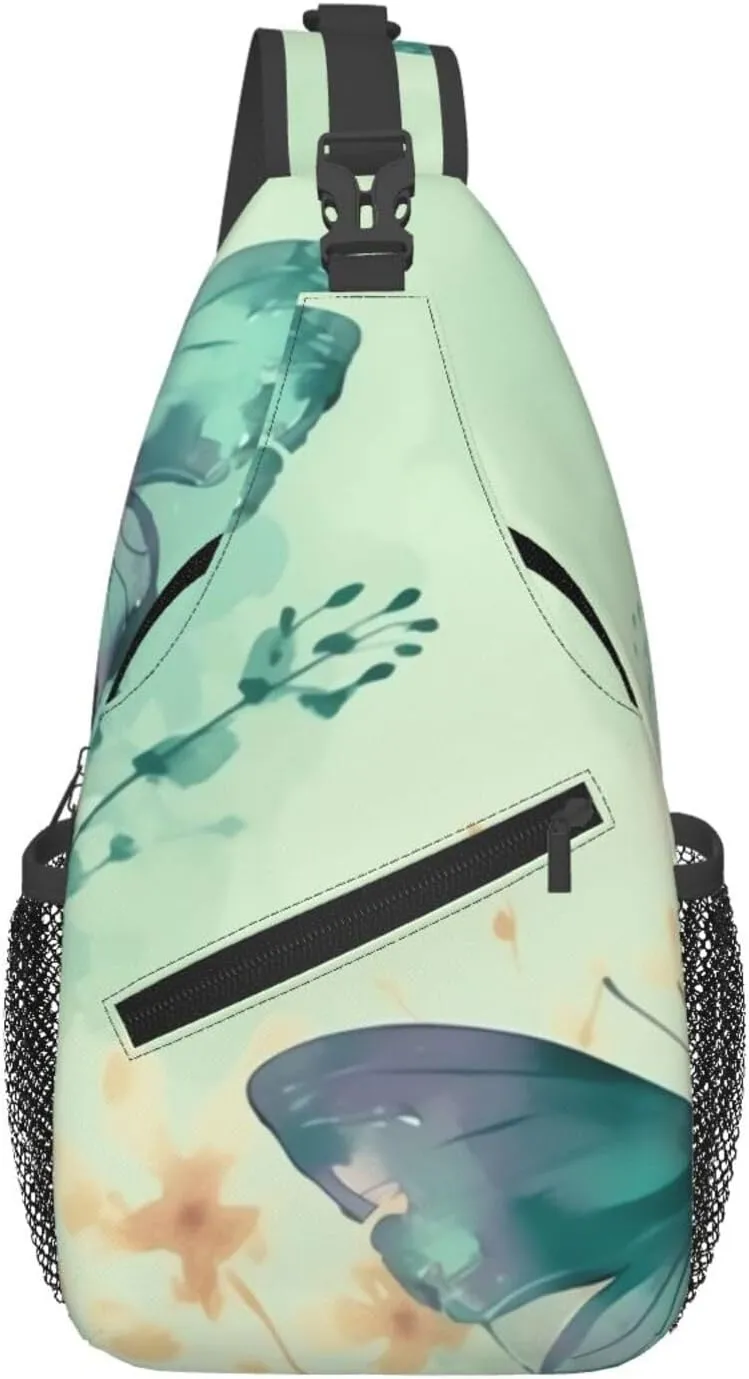 Crossbody Bags for Women Men Trendy Sling Bag Casual Chest Bag Silhouette of Green Vines Shoulder Bag for Travel Sport