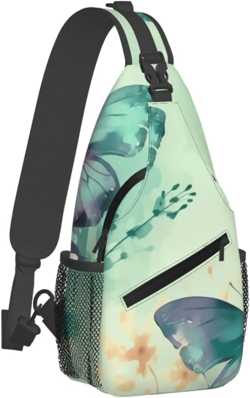 Crossbody Bags for Women Men Trendy Sling Bag Casual Chest Bag Silhouette of Green Vines Shoulder Bag for Travel Sport