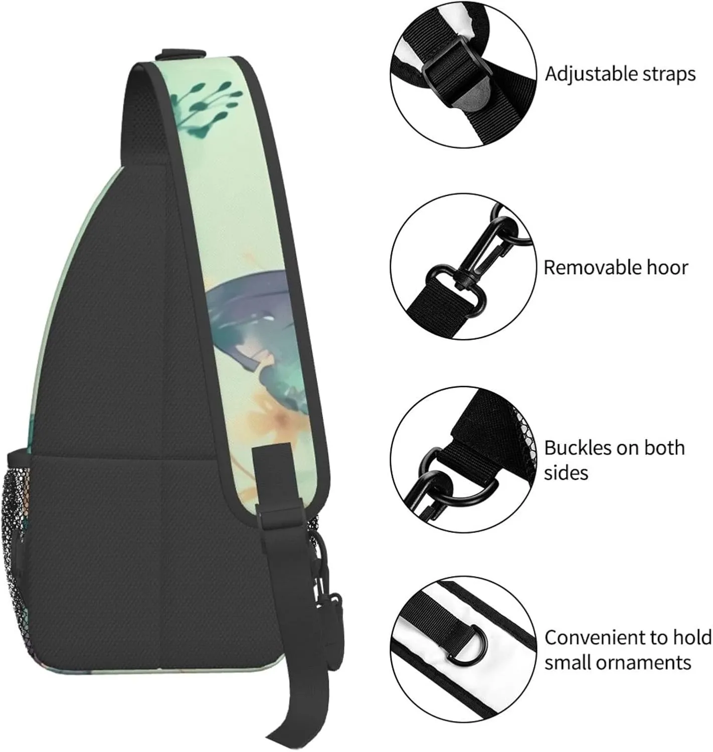 Crossbody Bags for Women Men Trendy Sling Bag Casual Chest Bag Silhouette of Green Vines Shoulder Bag for Travel Sport