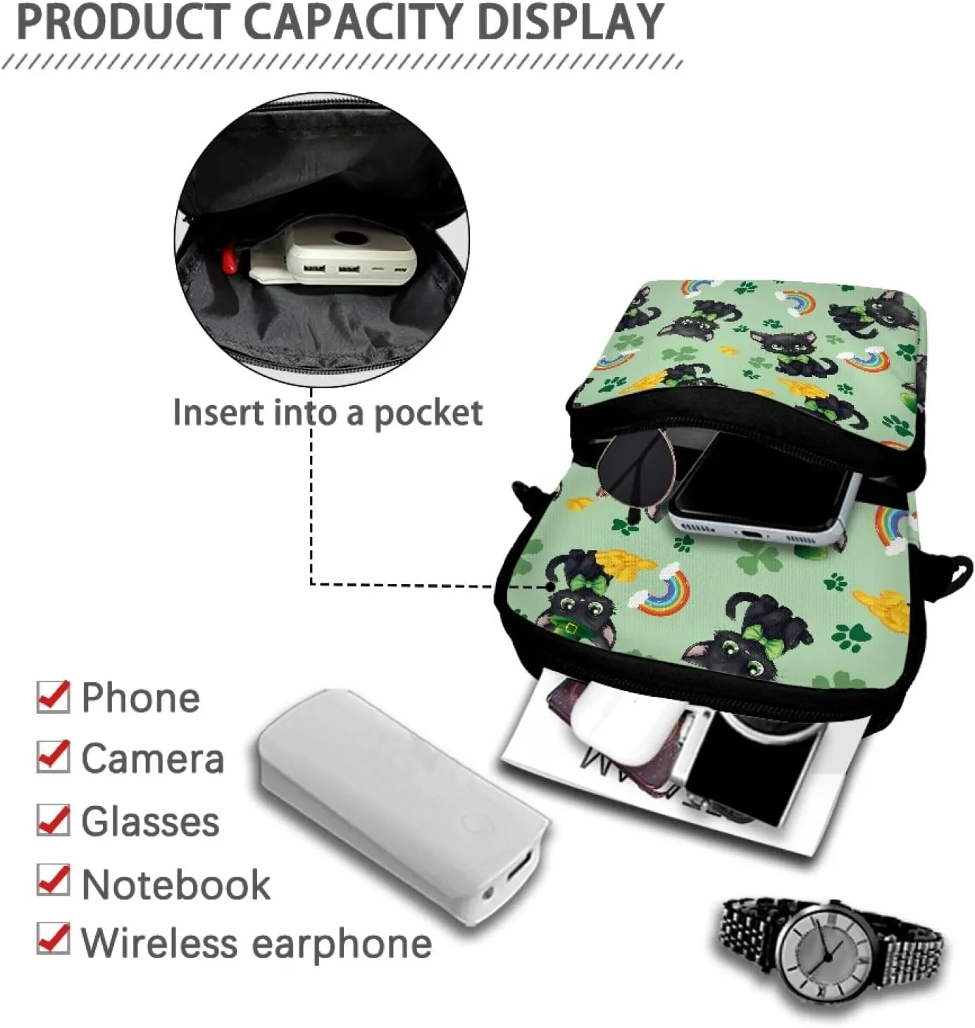 Crossbody Bags for Women Men Trendy with Zipper Sling Purse Phone Holder Messenger Bag Small Shoulder Bag