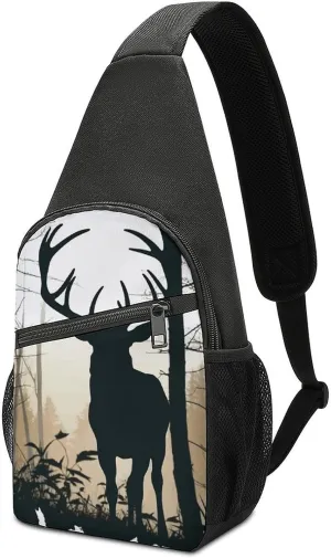 Crossbody Bags for Women Sling Backpack Deer Silhouette Chest Bag Daypack Fanny Pack Cross Body Bag