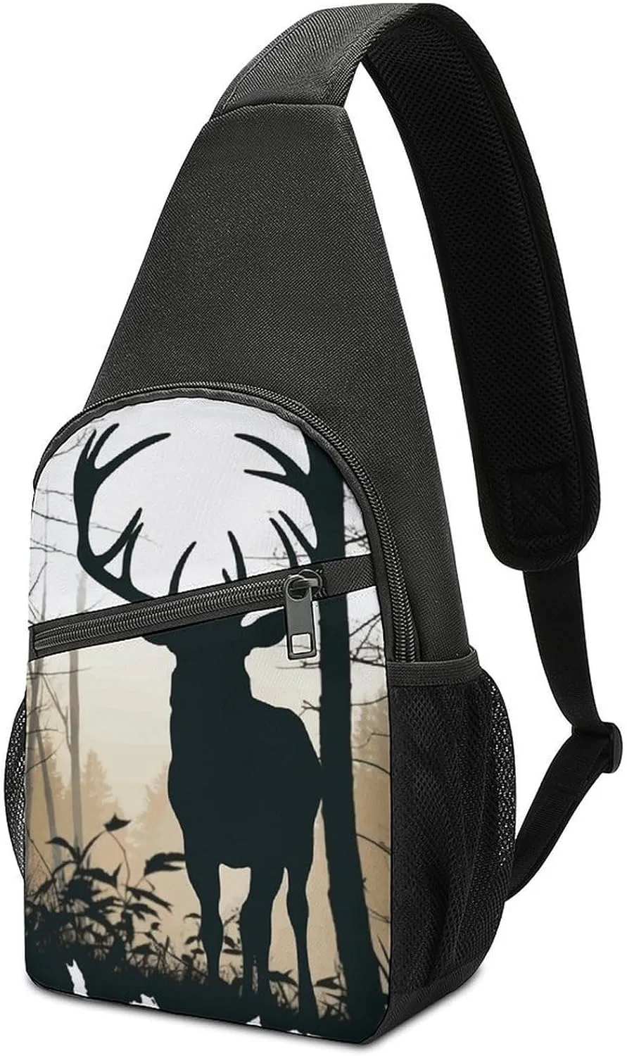 Crossbody Bags for Women Sling Backpack Deer Silhouette Chest Bag Daypack Fanny Pack Cross Body Bag