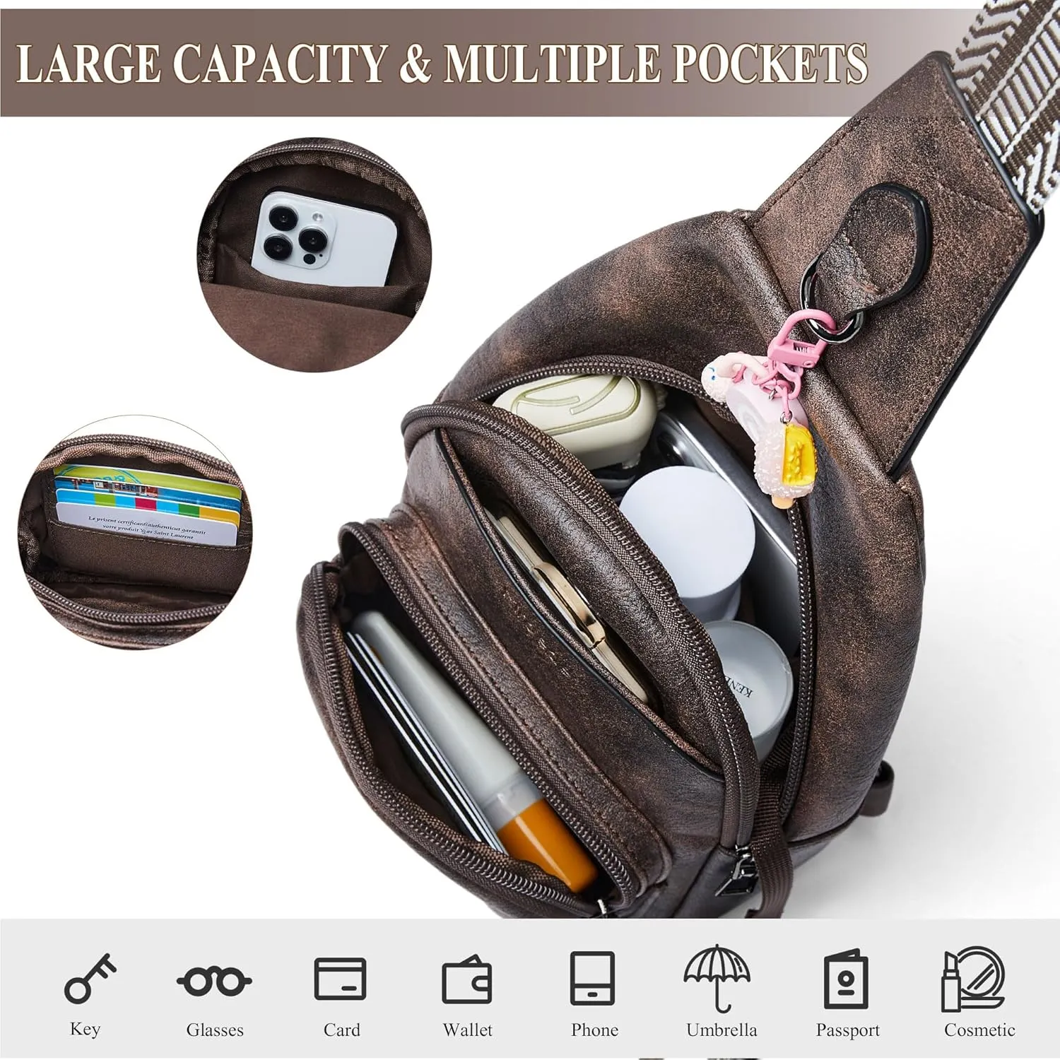 Crossbody Bags for Women Sling Bag Fanny Pack Casual Daypacks Small Backpack Chest Travel Purse Anti Theft