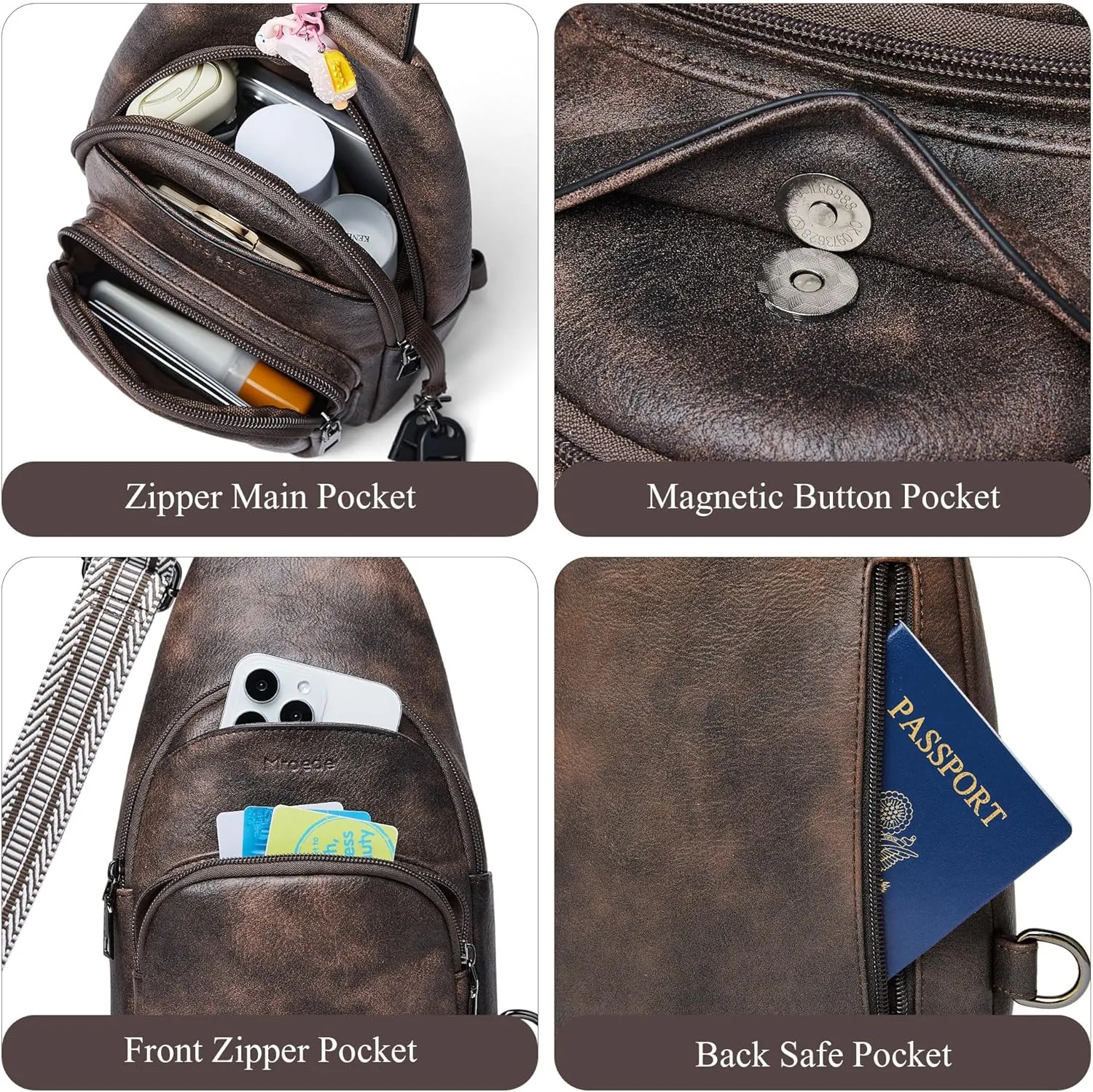 Crossbody Bags for Women Sling Bag Fanny Pack Casual Daypacks Small Backpack Chest Travel Purse Anti Theft