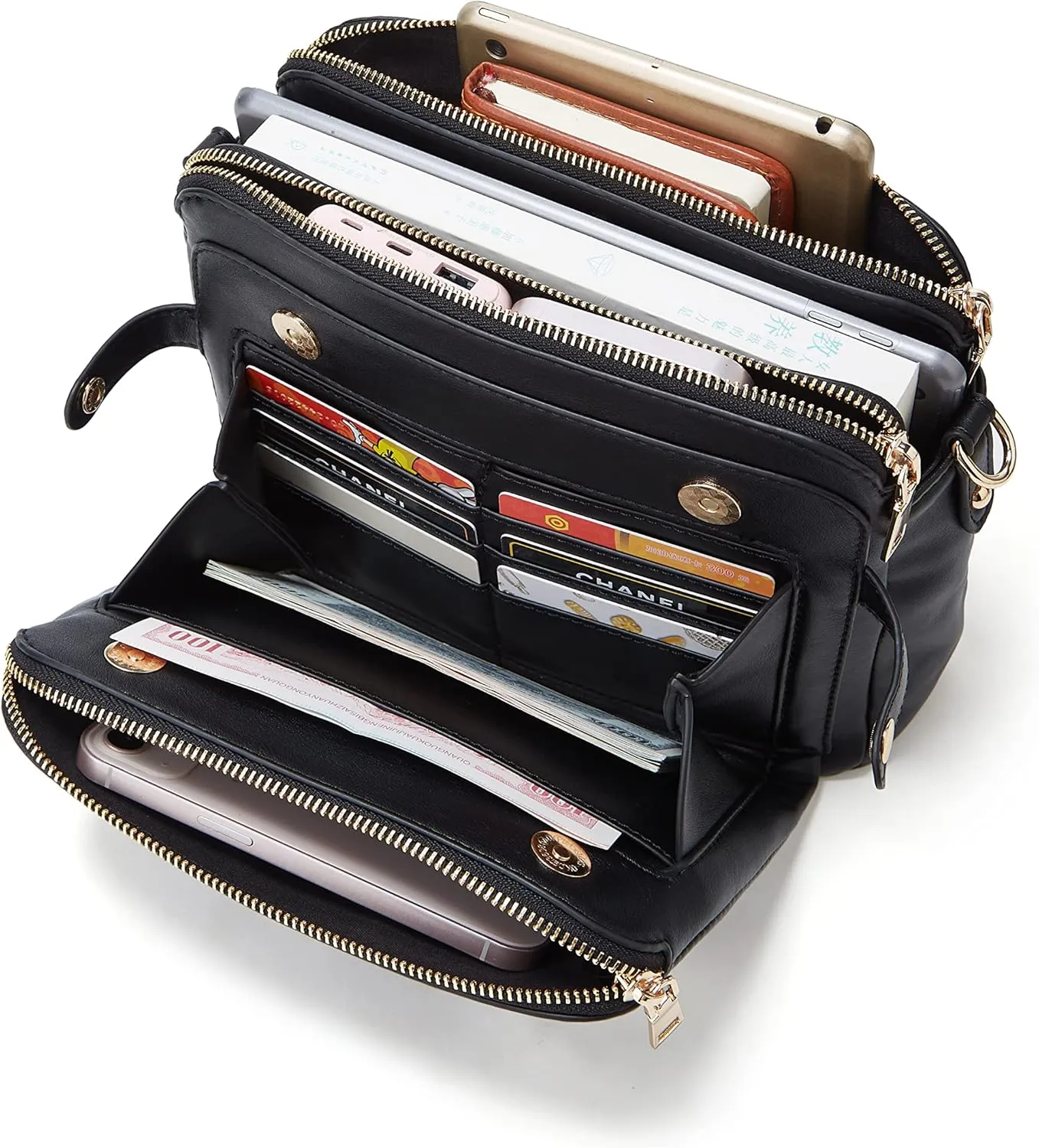 Crossbody Bags for Women Three-Layer Shoulder Bag Vegan Leather Multiple Compartments Handbag Purses Satchel Hobo Clutch 2024
