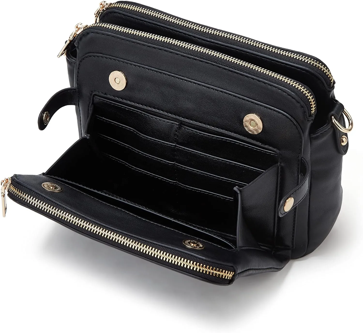 Crossbody Bags for Women Three-Layer Shoulder Bag Vegan Leather Multiple Compartments Handbag Purses Satchel Hobo Clutch 2024
