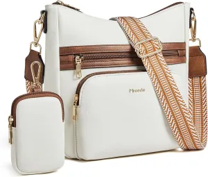 Crossbody Bags for Women Vegan Leather Hobo Purses Travel Shoulder Handbags with Detachable Wide Guitar Strap