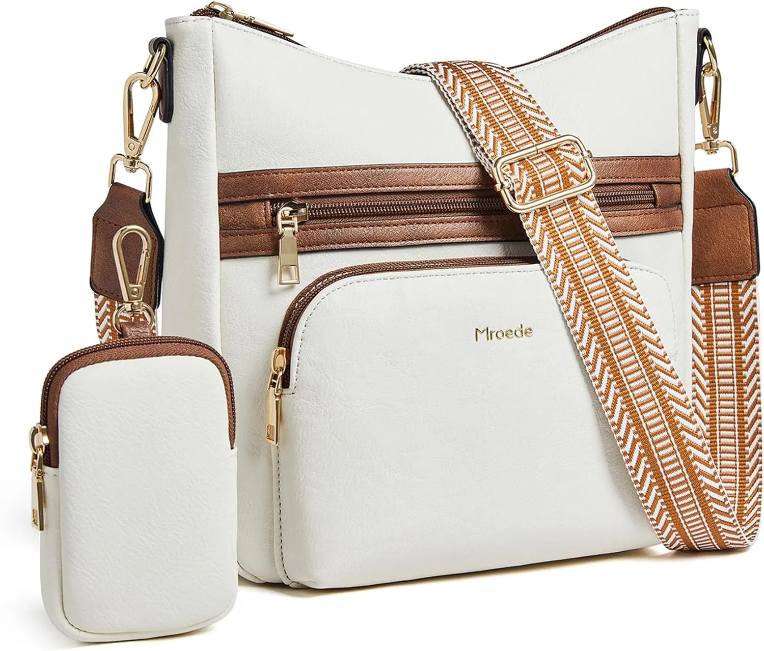 Crossbody Bags for Women Vegan Leather Hobo Purses Travel Shoulder Handbags with Detachable Wide Guitar Strap