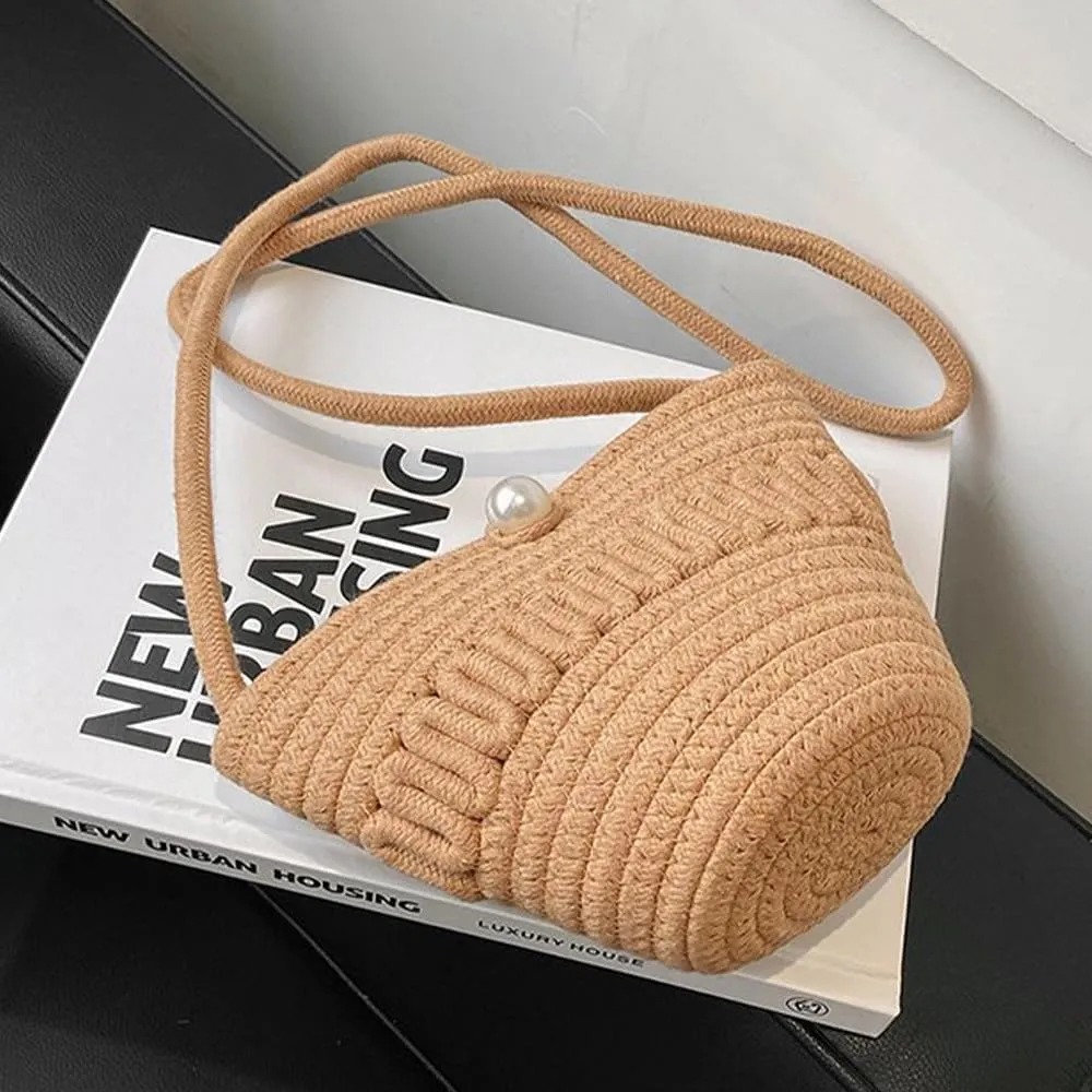 Crossbody Shoulder Bag for Women Classic Cotton Satchel Handbags Ladies Purse Hand-Woven Travel Wallet Hobo Bag Khaki