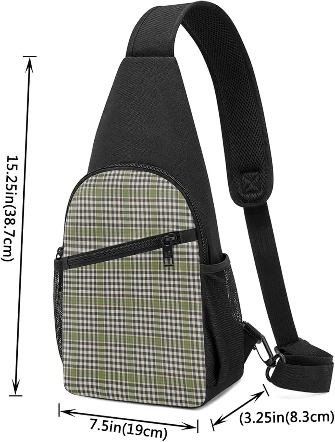 Crossbody Sling Backpack Burns Check Tartan Shoulder Chest Bag Daypack for Traveling Sport