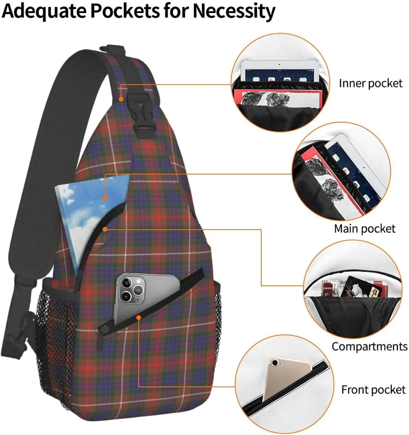 Crossbody Sling Backpack Clan Fraser Hunting Modern Tartan Shoulder Chest Bag Daypack for Traveling Sport
