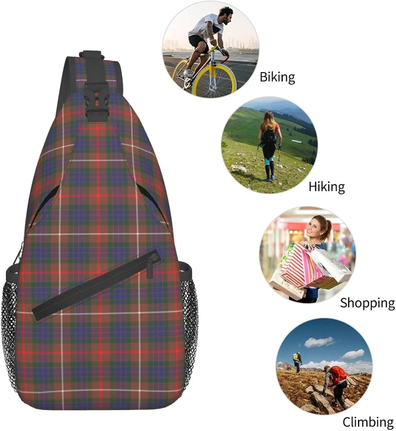 Crossbody Sling Backpack Clan Fraser Hunting Modern Tartan Shoulder Chest Bag Daypack for Traveling Sport