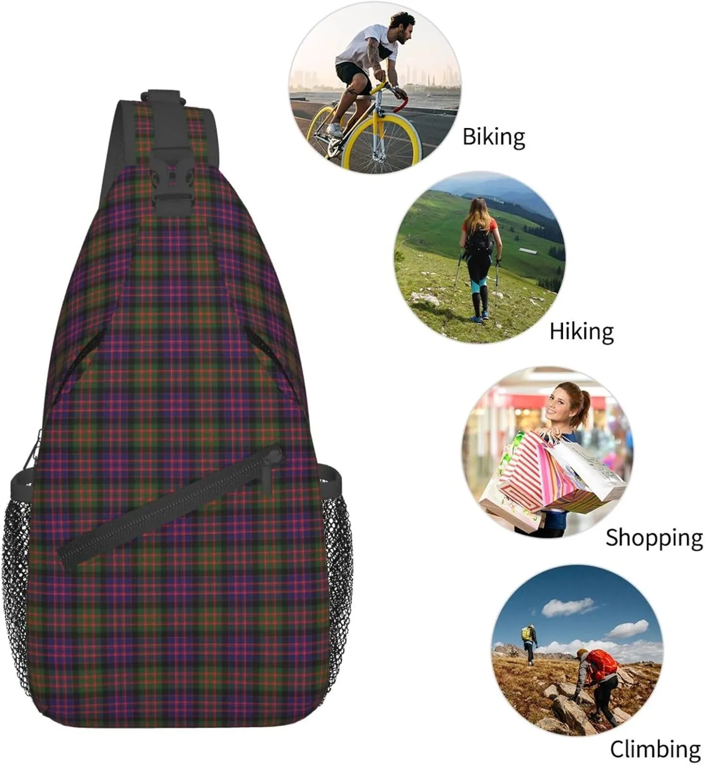 Crossbody Sling Backpack Clan MacDonald Modern Tartan Shoulder Chest Bag Daypack for Traveling Sport