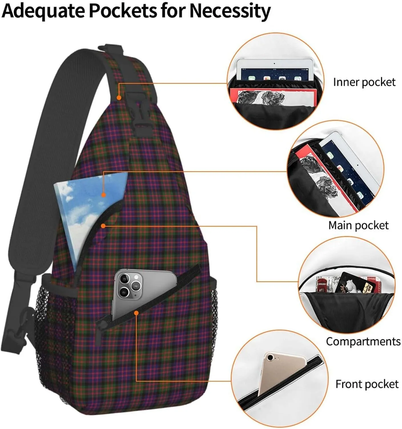 Crossbody Sling Backpack Clan MacDonald Modern Tartan Shoulder Chest Bag Daypack for Traveling Sport