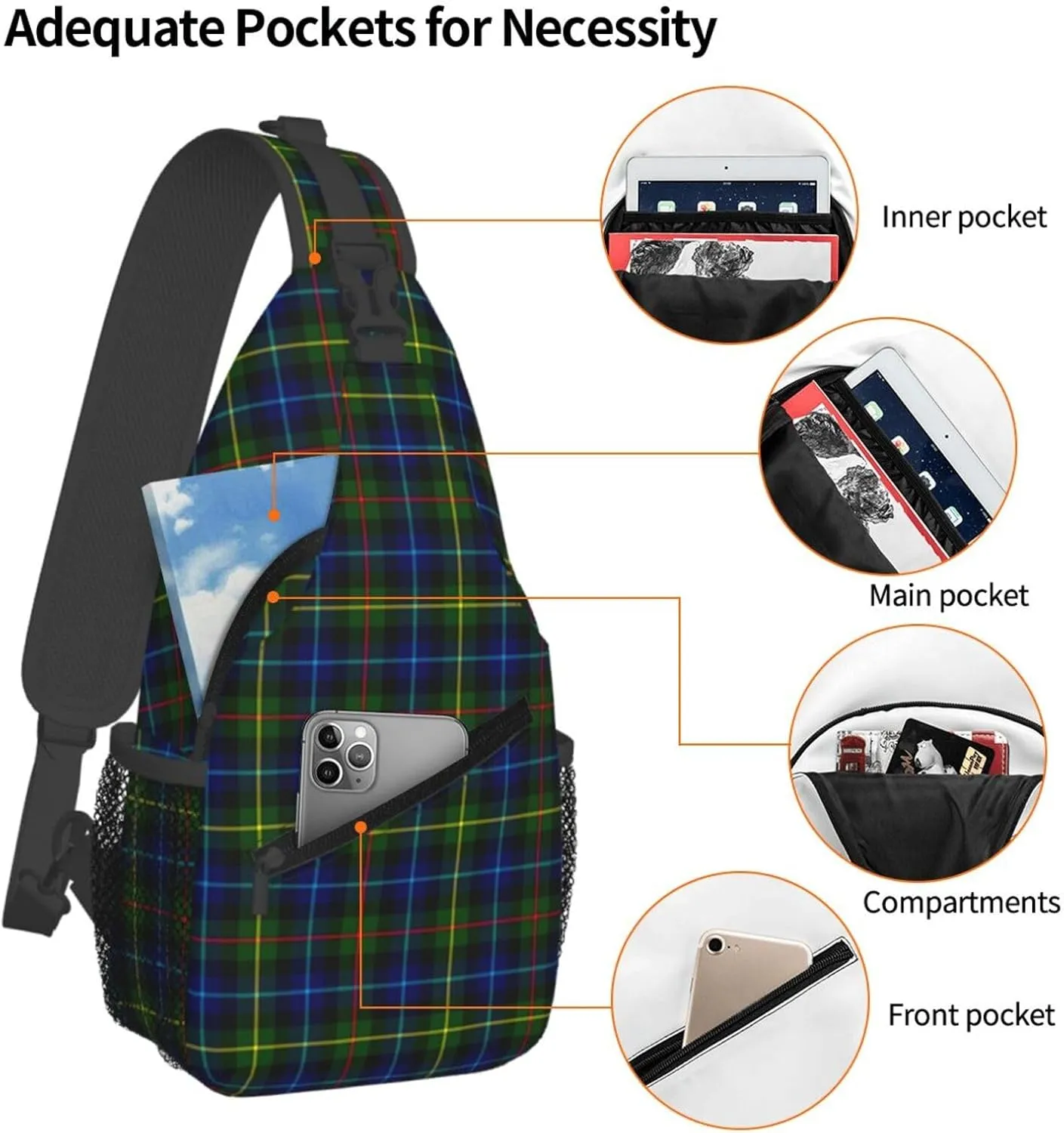 Crossbody Sling Backpack Clan Smith Modern Tartan Shoulder Chest Bag Daypack for Traveling Sport