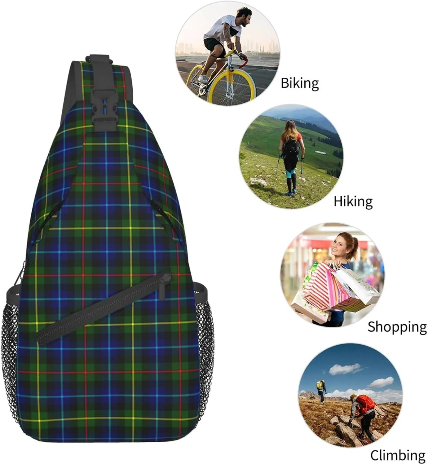 Crossbody Sling Backpack Clan Smith Modern Tartan Shoulder Chest Bag Daypack for Traveling Sport