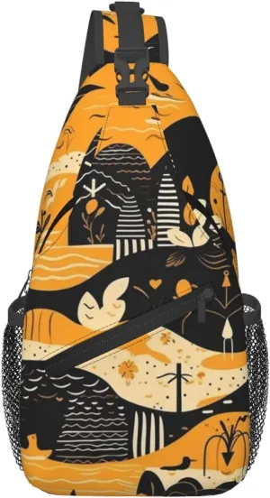 Crossbody Sling Backpack Sling Bag For Men Women Cross Chest Bag Shoulder Bag Beach Style Seamless Pattern Travel Hiking Daypack