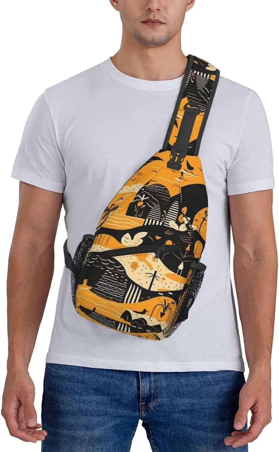 Crossbody Sling Backpack Sling Bag For Men Women Cross Chest Bag Shoulder Bag Beach Style Seamless Pattern Travel Hiking Daypack