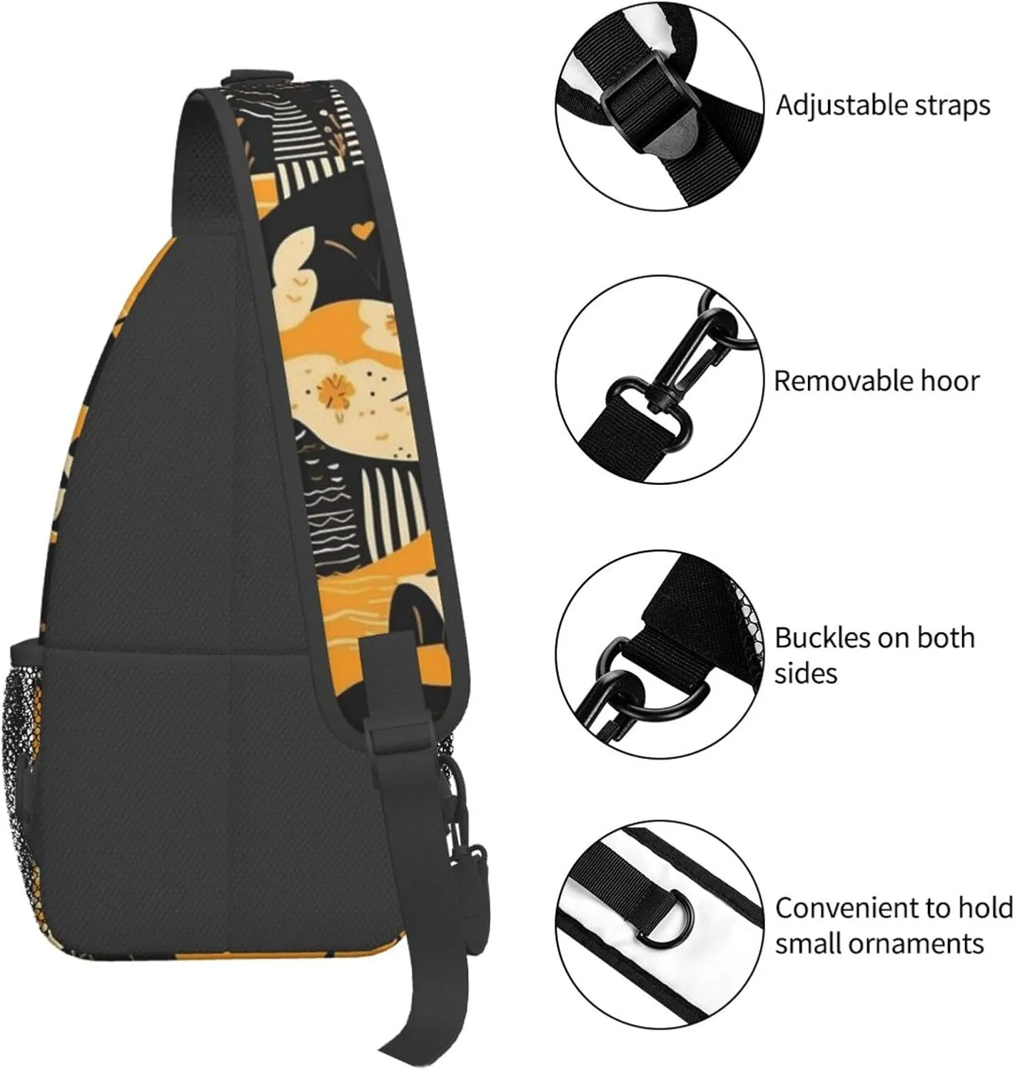 Crossbody Sling Backpack Sling Bag For Men Women Cross Chest Bag Shoulder Bag Beach Style Seamless Pattern Travel Hiking Daypack