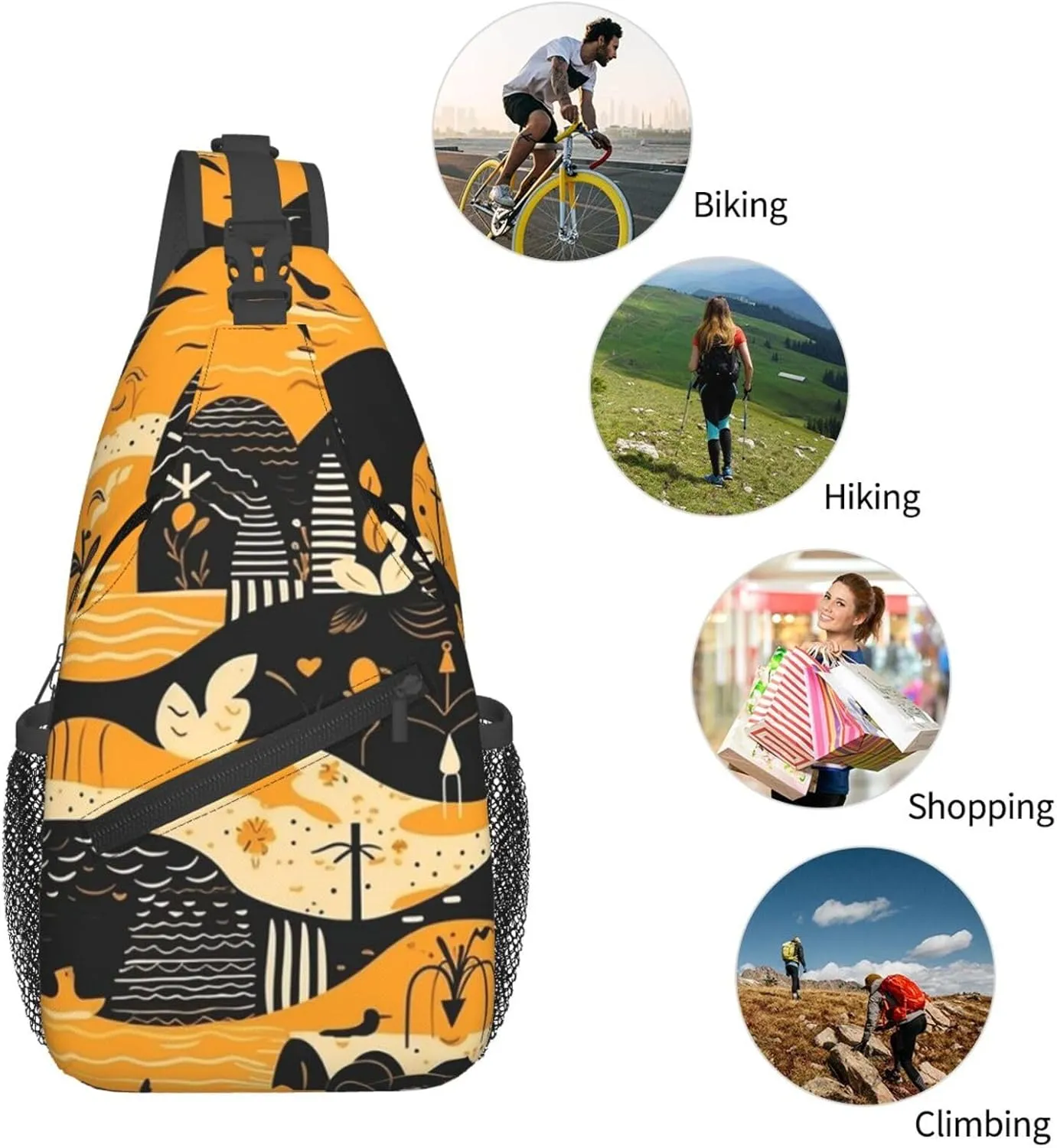 Crossbody Sling Backpack Sling Bag For Men Women Cross Chest Bag Shoulder Bag Beach Style Seamless Pattern Travel Hiking Daypack