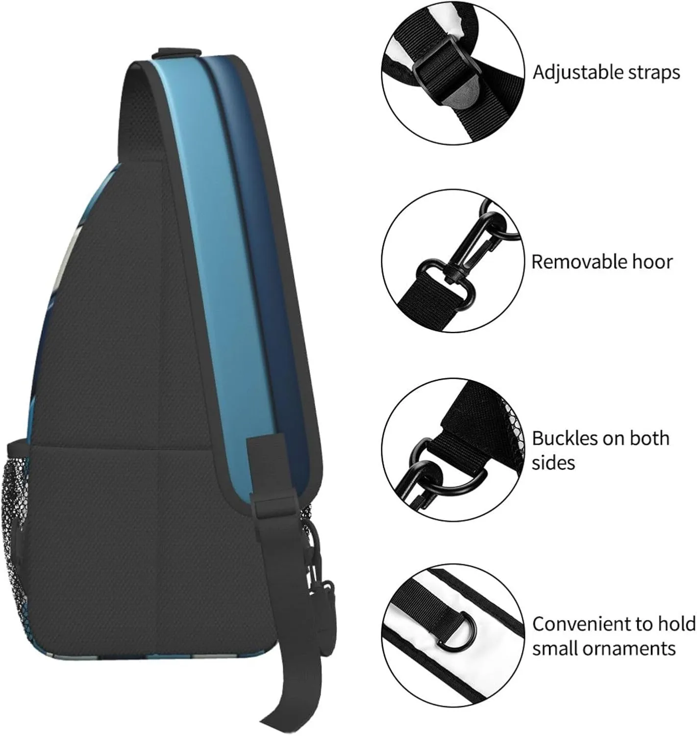 Crossbody Sling Backpack Sling Bag For Men Women Cross Chest Bag Shoulder Bag Blue Stripes Travel Hiking Daypack