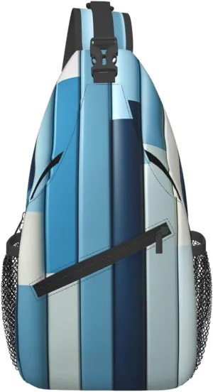 Crossbody Sling Backpack Sling Bag For Men Women Cross Chest Bag Shoulder Bag Blue Stripes Travel Hiking Daypack
