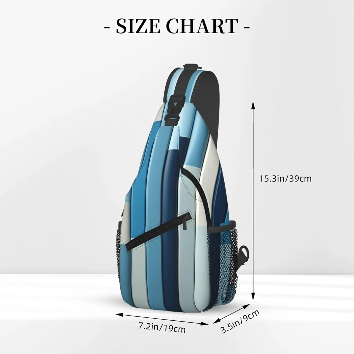 Crossbody Sling Backpack Sling Bag For Men Women Cross Chest Bag Shoulder Bag Blue Stripes Travel Hiking Daypack