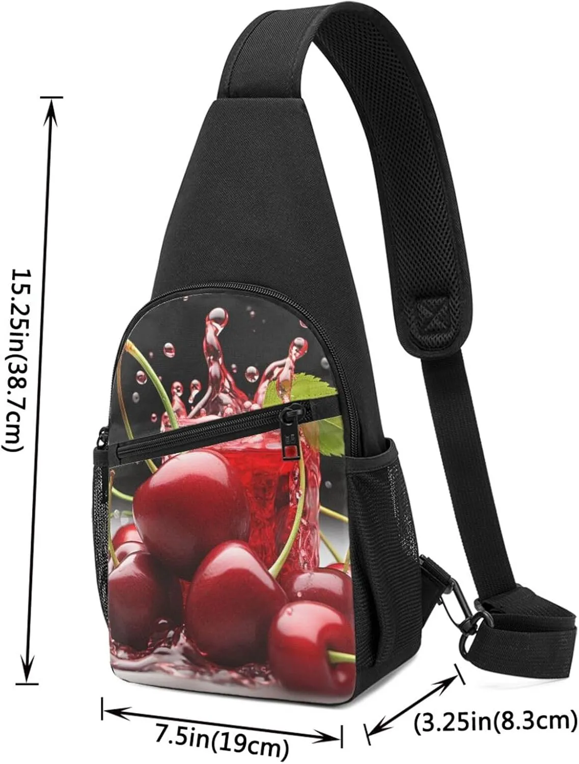 Crossbody Sling Backpack Sling Bag for Men Women Cross Chest Bag Shoulder Bag Cherry juice Travel Hiking Daypack