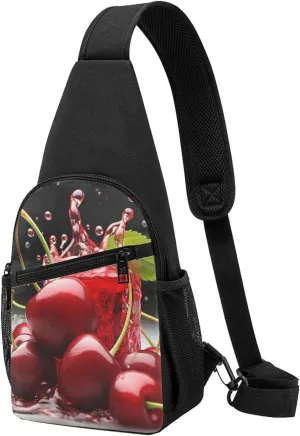 Crossbody Sling Backpack Sling Bag for Men Women Cross Chest Bag Shoulder Bag Cherry juice Travel Hiking Daypack