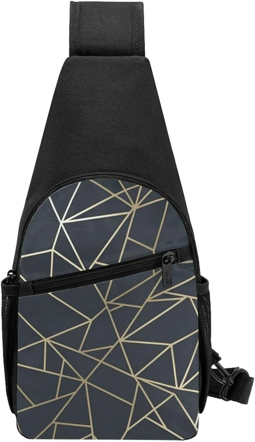 Crossbody Sling Backpack Sling Bag for Men Women Cross Chest Bag Shoulder Bag Geometric peel Travel Hiking Daypack