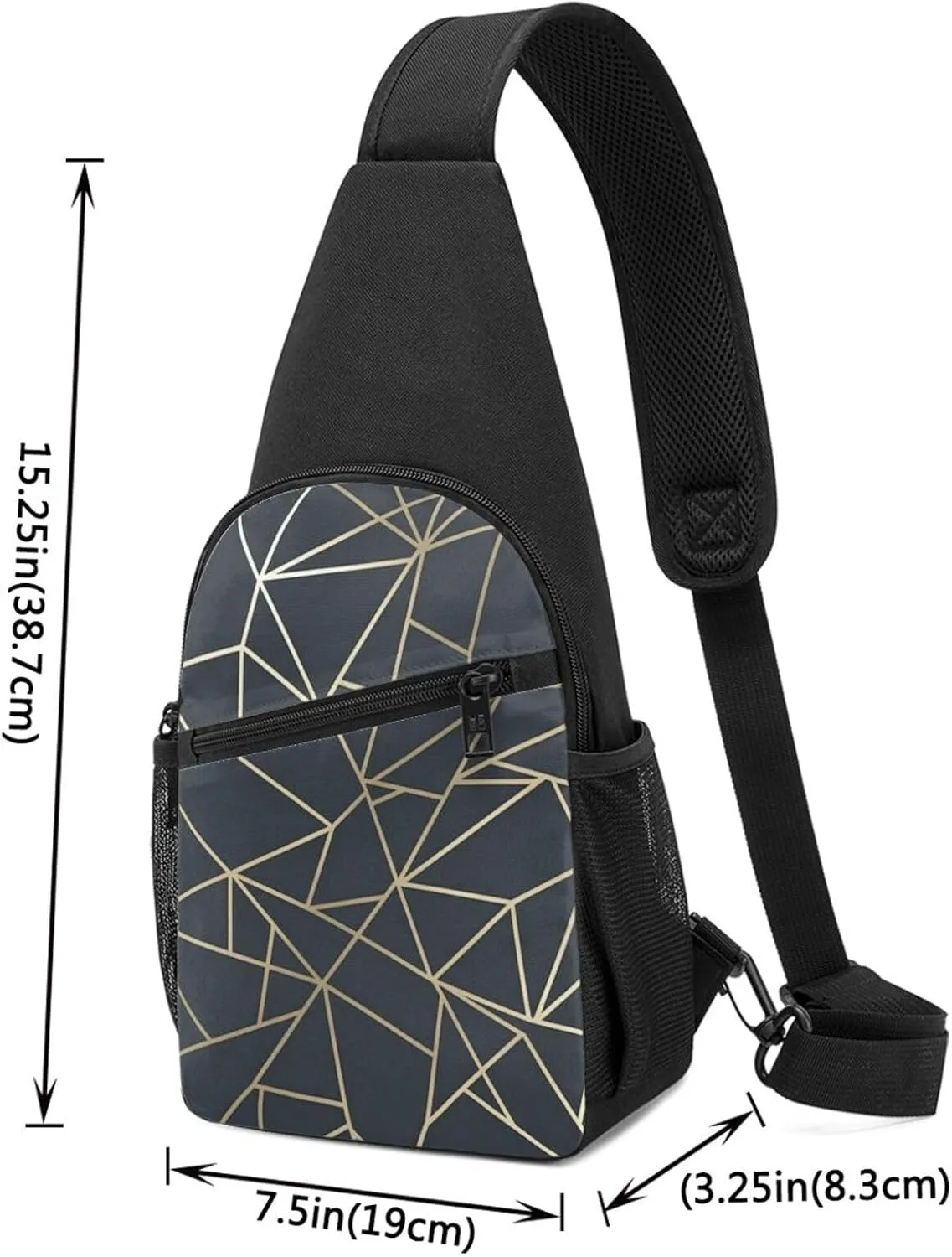 Crossbody Sling Backpack Sling Bag for Men Women Cross Chest Bag Shoulder Bag Geometric peel Travel Hiking Daypack