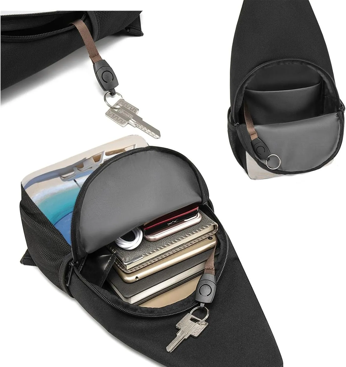 Crossbody Sling Backpack Sling Bag for Men Women Cross Chest Bag Shoulder Bag White Beach Tropical sea Travel Hiking Daypack