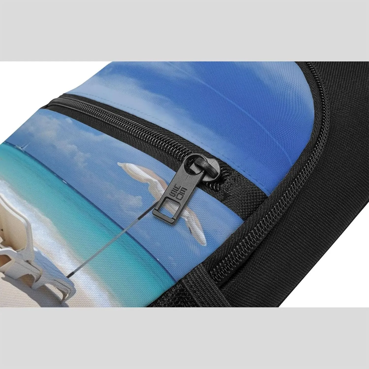 Crossbody Sling Backpack Sling Bag for Men Women Cross Chest Bag Shoulder Bag White Beach Tropical sea Travel Hiking Daypack