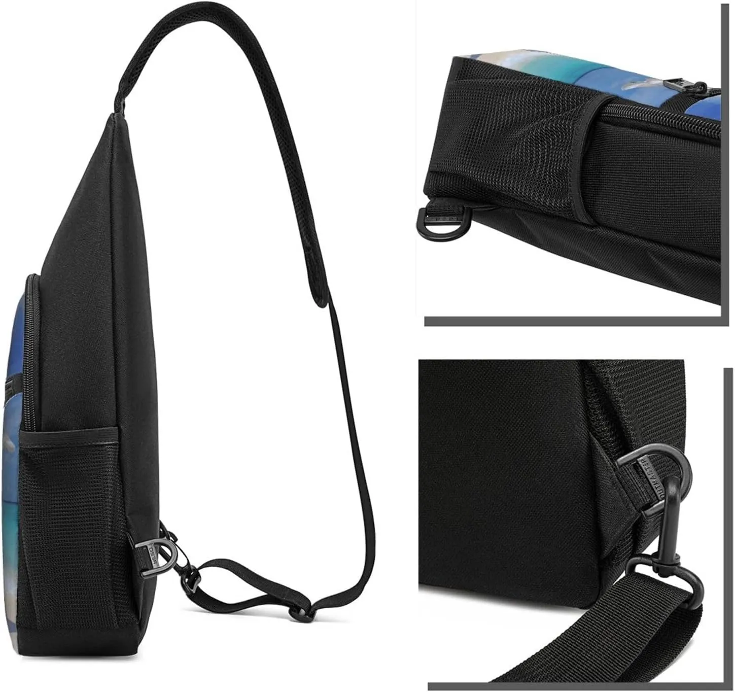 Crossbody Sling Backpack Sling Bag for Men Women Cross Chest Bag Shoulder Bag White Beach Tropical sea Travel Hiking Daypack