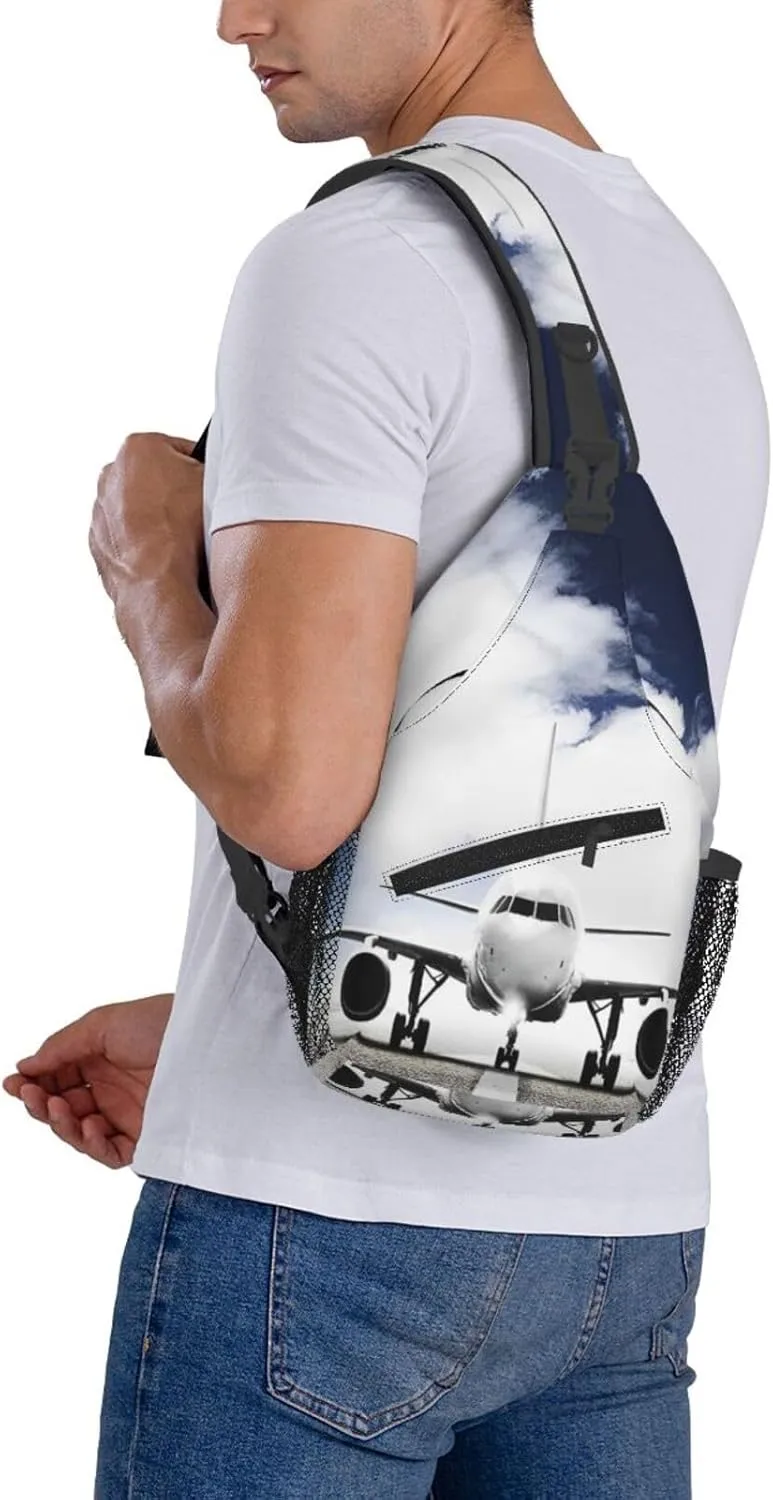 Crossbody Sling Bag for Men Women, Aircraft Plane Sling Backpack Shoulder Chest Bag, Anti Theft Travel Hiking Daypacks